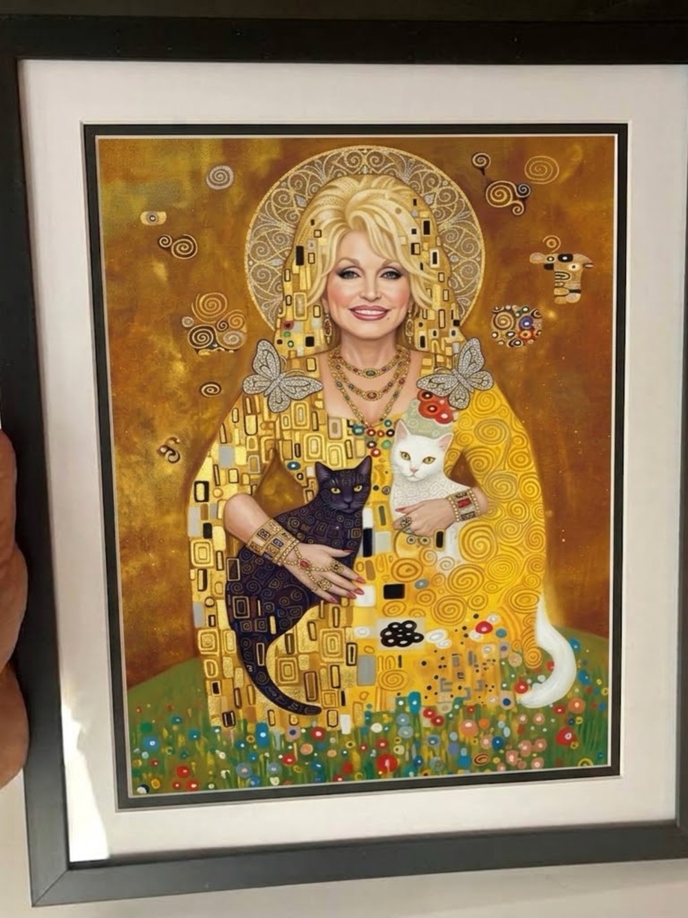 (8”x10”) Framed Dolly Parton in the Style of Gustav Klimt art print